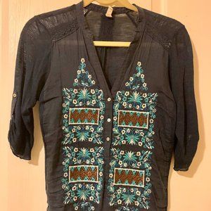 Anthropologie Tiny Embroidered Top